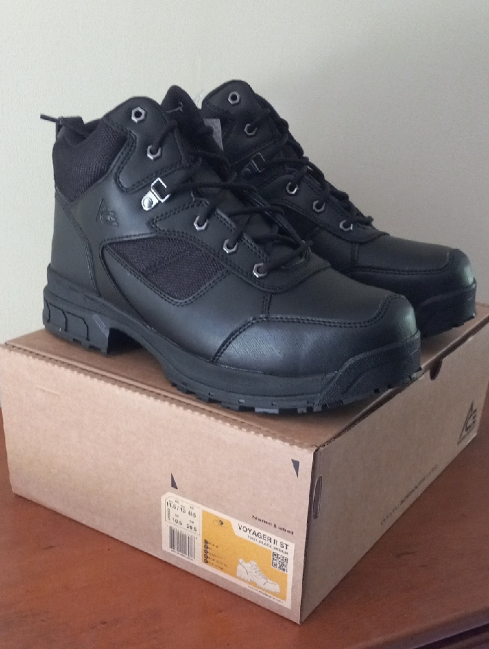 Men's Ace Black Work Boots - Voyager II ST Size 11.5